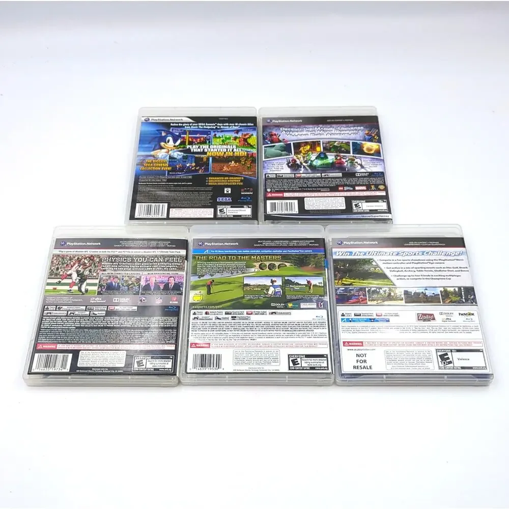5 PS3 Game Lot Sega Genesis Lego Marvel Super Heroes Madden Tiger Woods Sports